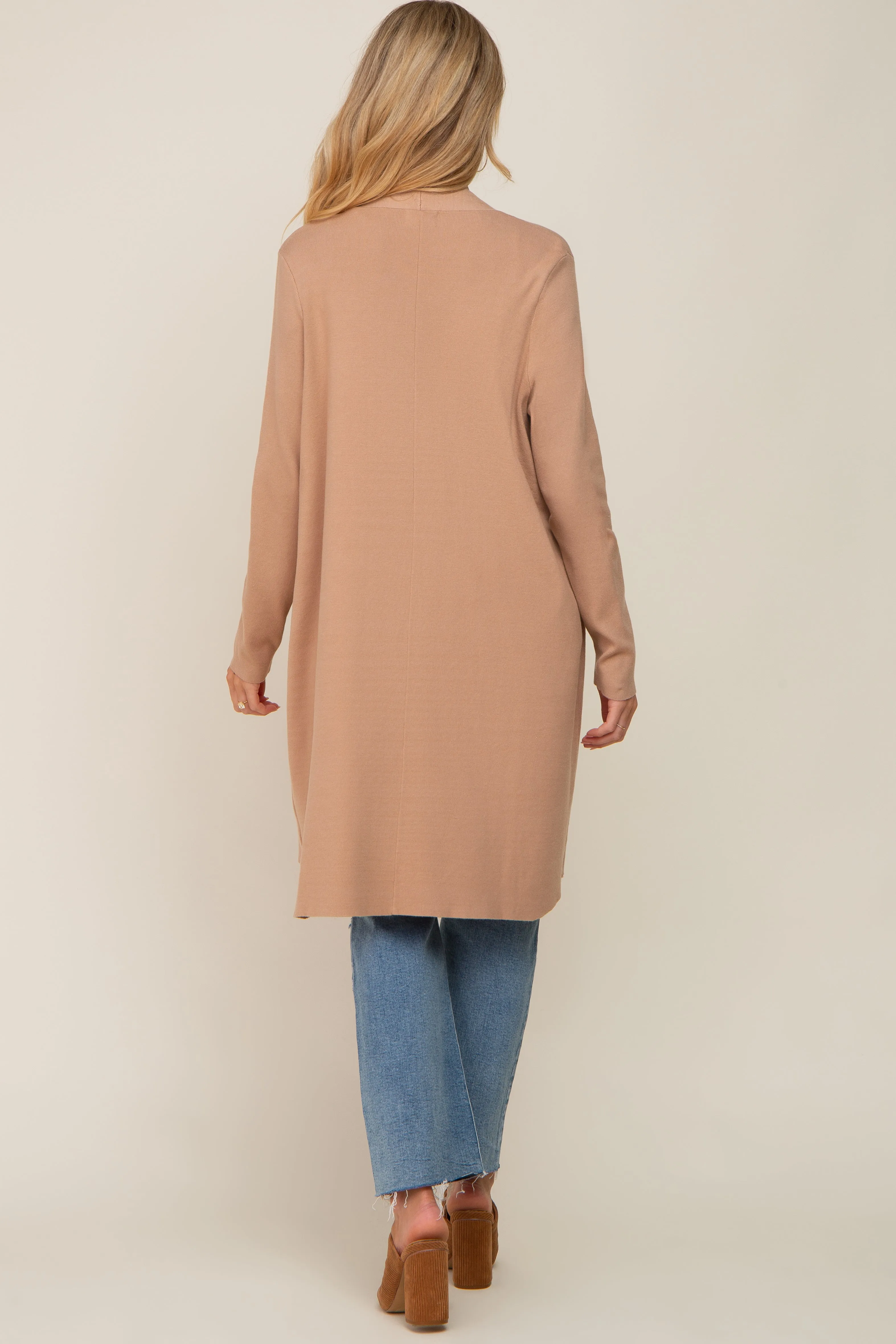 Taupe Draped Maternity Cardigan sold by Pinkblush product image thumbnail 3