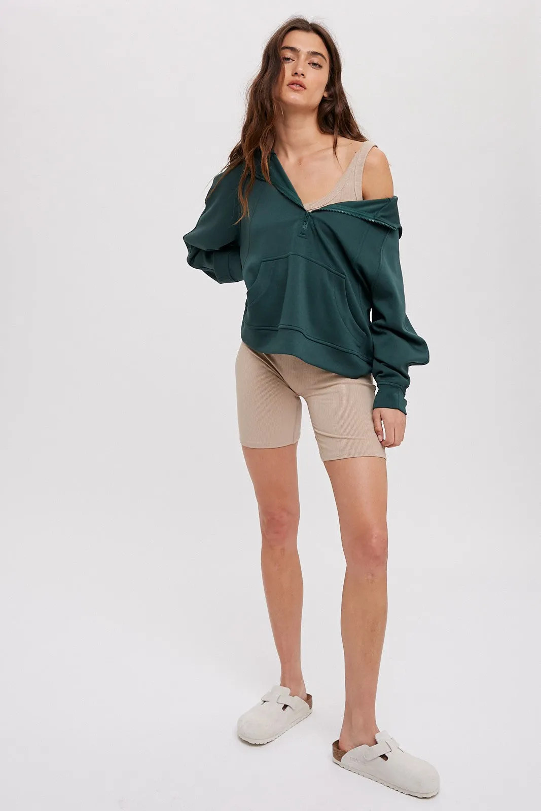 Taupe Sleeveless Ribbed Biker Short Romper sold by Pinkblush product image thumbnail 2