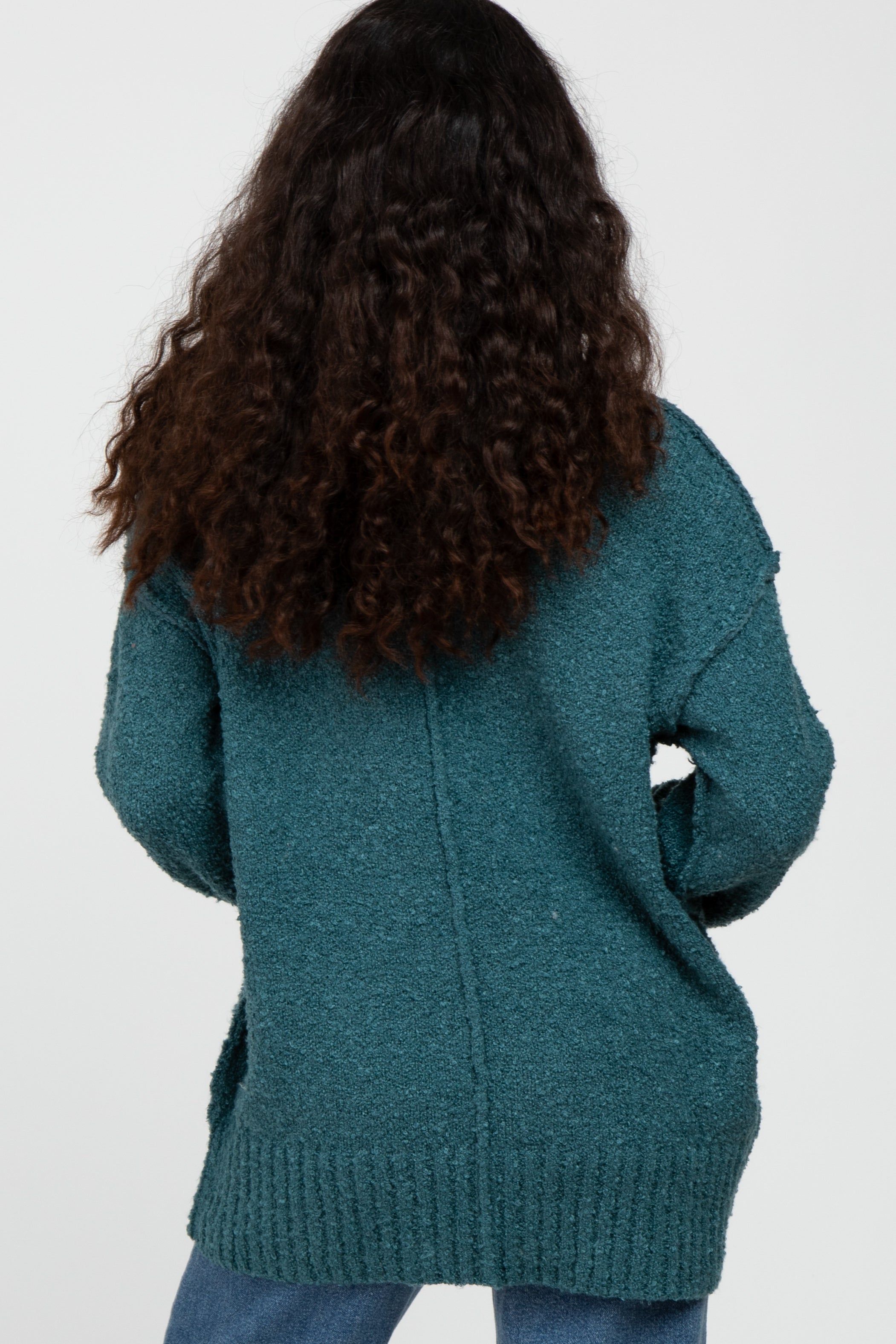 Teal Textured Knit Exposed Seam Sweater sold by Pinkblush product image thumbnail 4