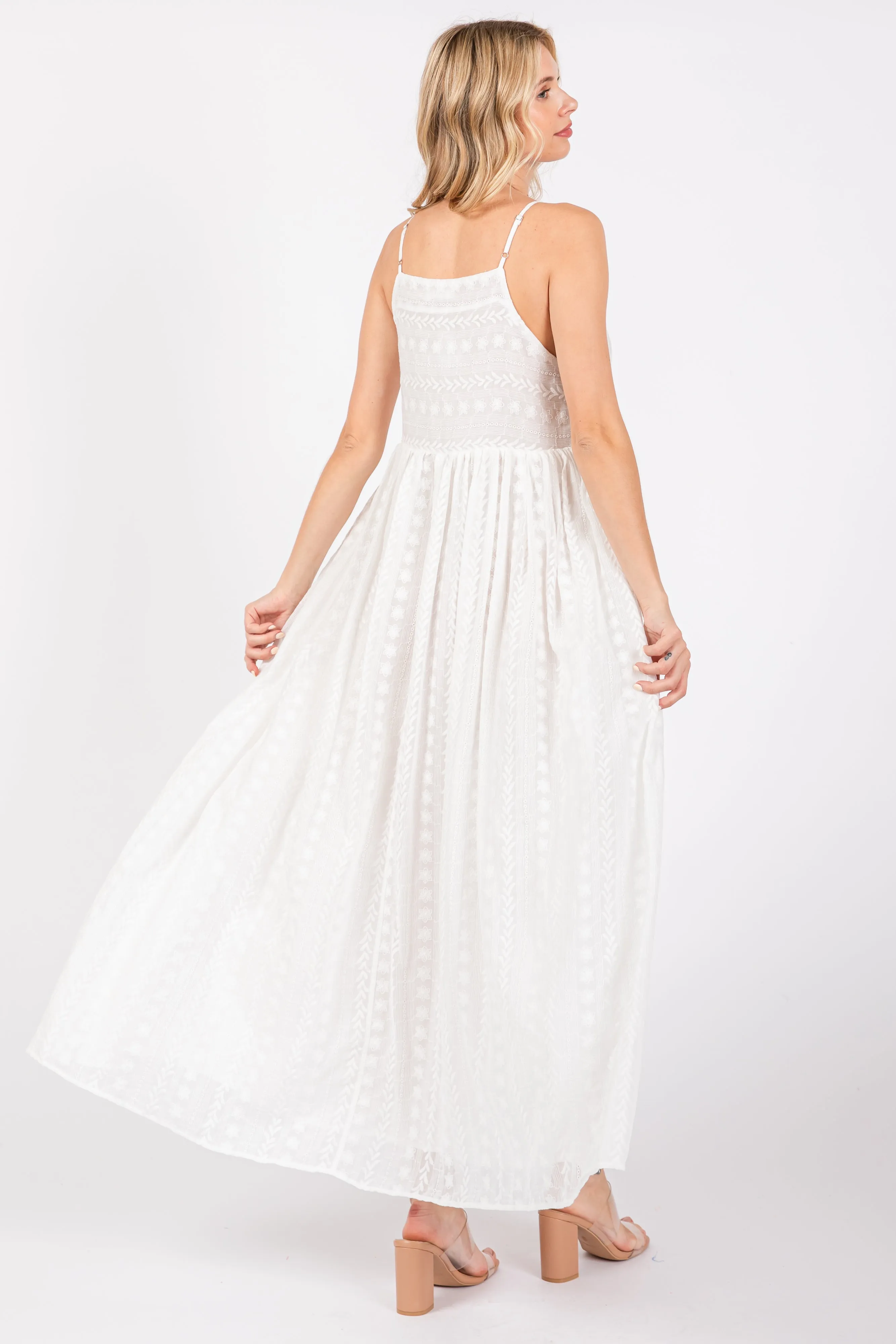 Ivory Embroidered Tassel Tie Maxi Dress sold by Pinkblush product image thumbnail 3