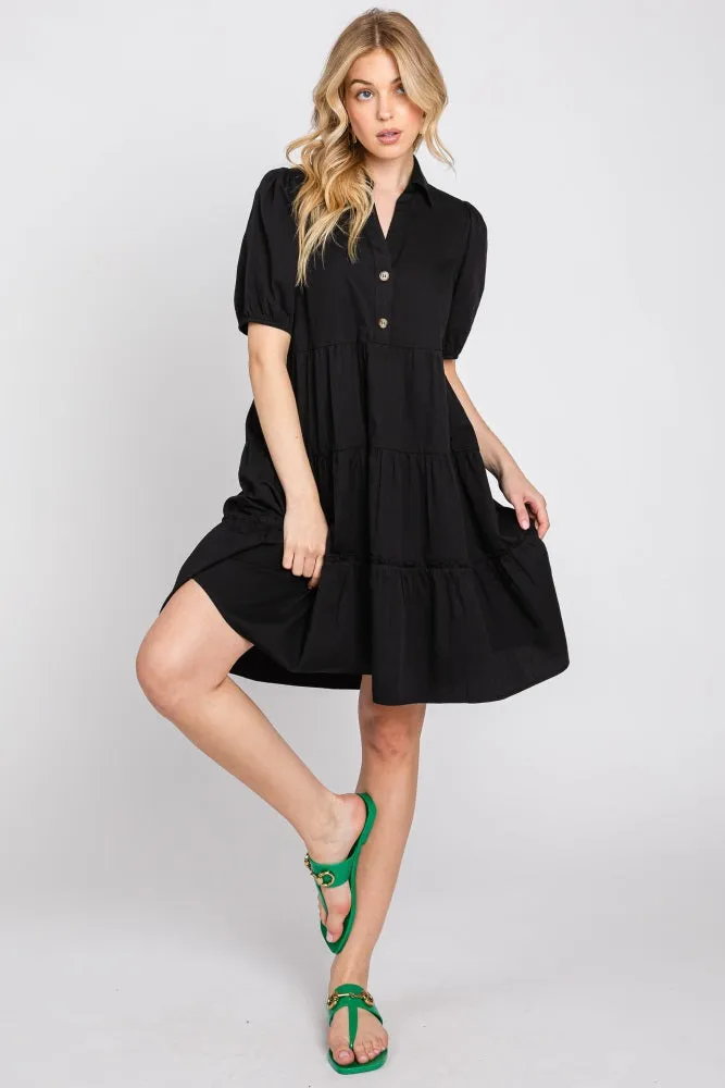 Black Collared Tiered Dress sold by Pinkblush product image thumbnail 2