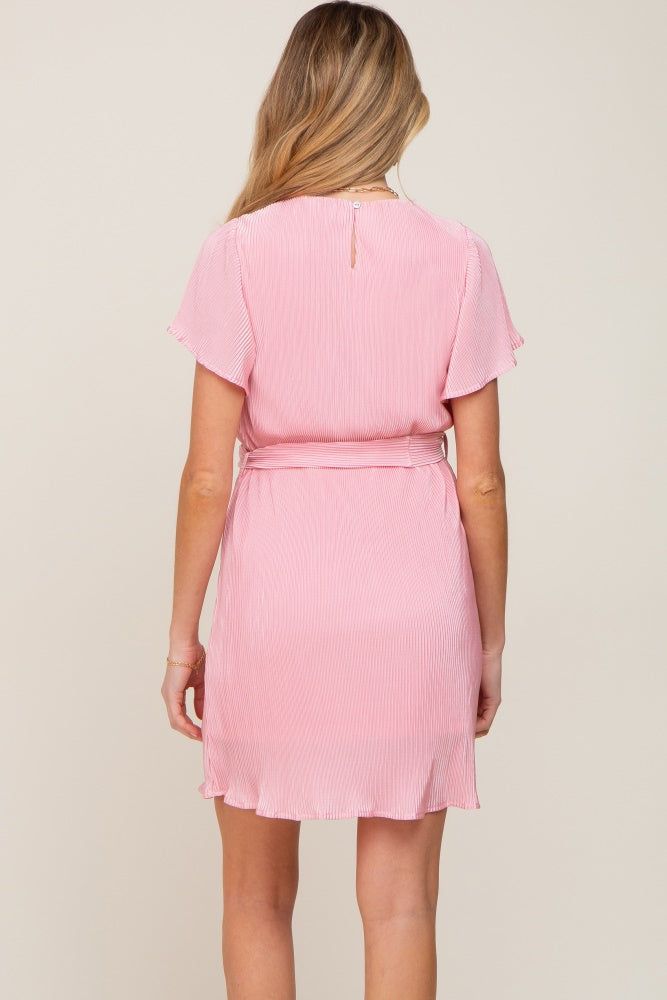 Pink Pleated Front Tie Maternity Dress sold by Pinkblush product image thumbnail 3