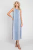 Blue Striped Sleeveless Maternity Midi Dress sold by Pinkblush