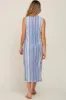 Blue Striped Sleeveless Maternity Midi Dress sold by Pinkblush