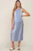 Blue Striped Sleeveless Maternity Midi Dress sold by Pinkblush