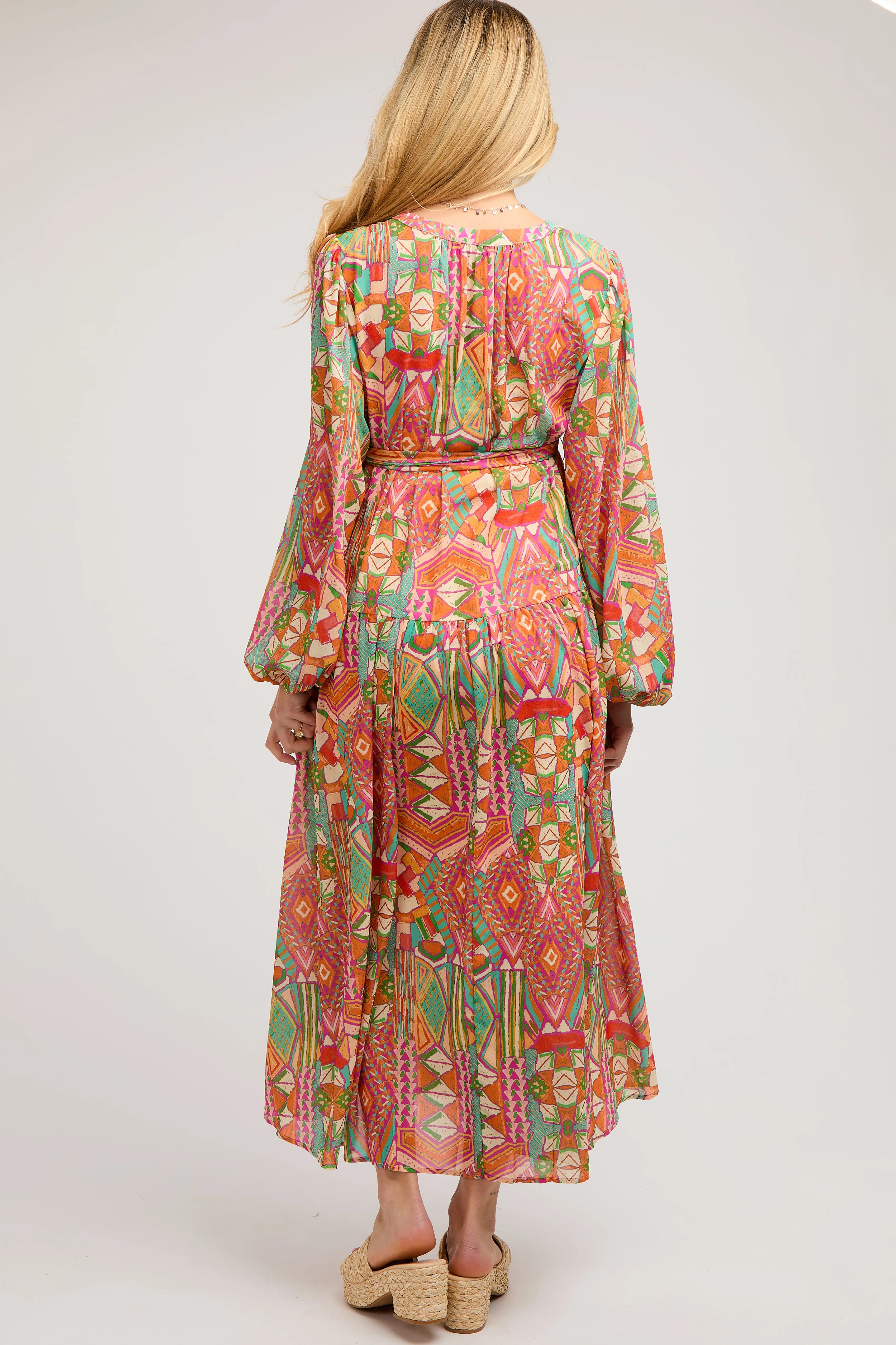 Orange Button Front Ruffle Maternity Midi Dress sold by Pinkblush product image thumbnail 4