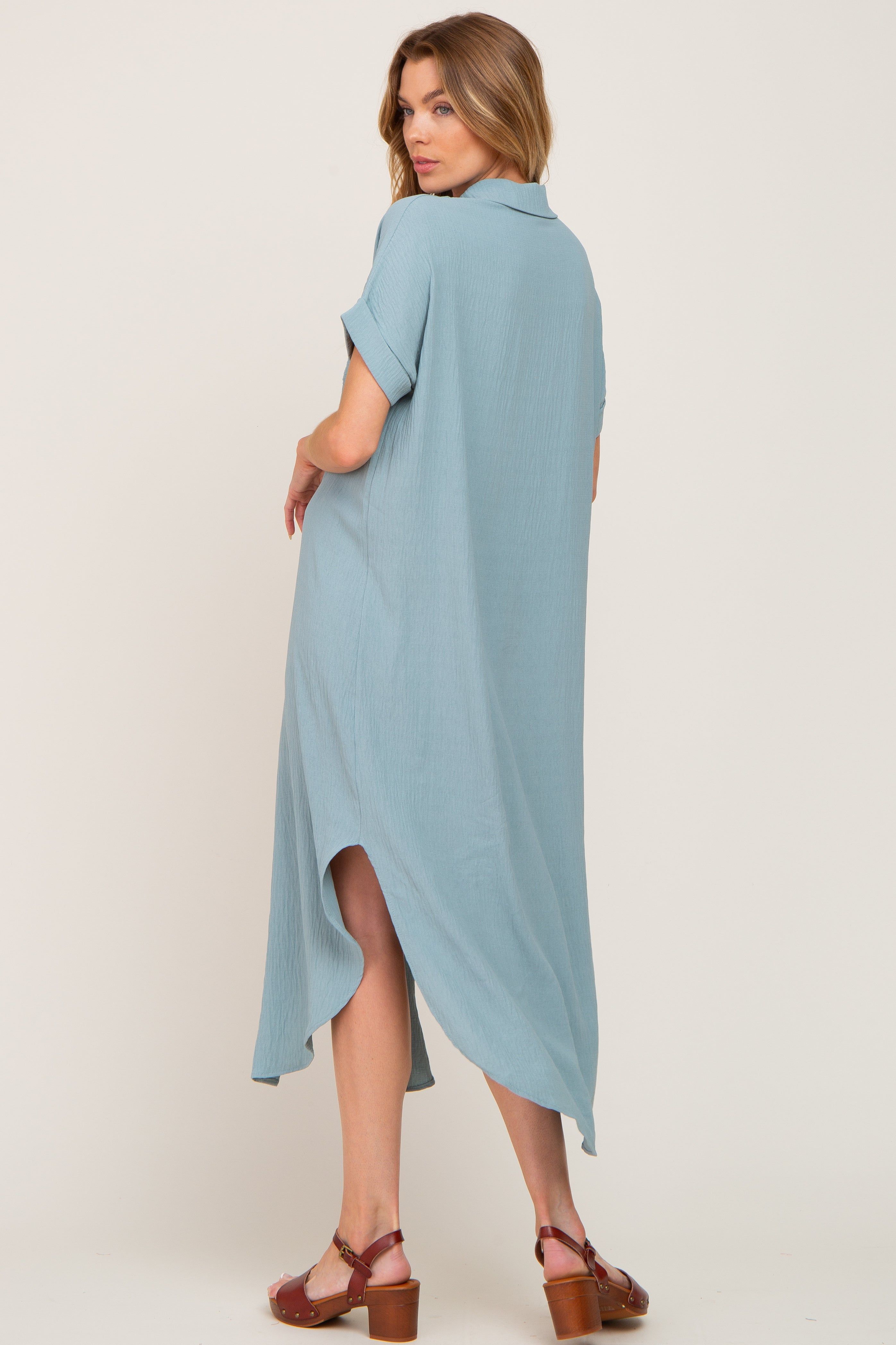 Mint Green Button Down Hi Low Maxi Dress sold by Pinkblush product image thumbnail 3