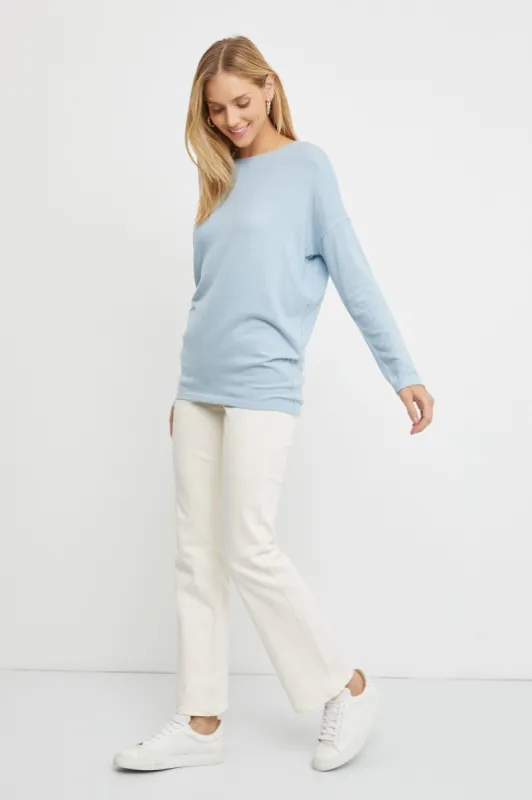 Light Blue Knit Long Sleeve Top sold by Pinkblush