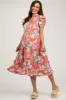 Orange Floral Ruffle Tiered Maternity Dress sold by Pinkblush