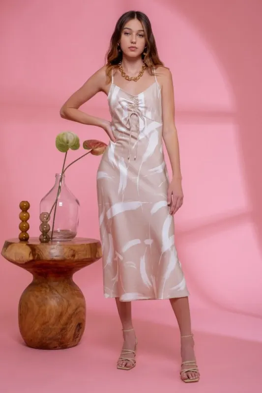 Champagne Brush Stroke Midi Dress sold by Pinkblush