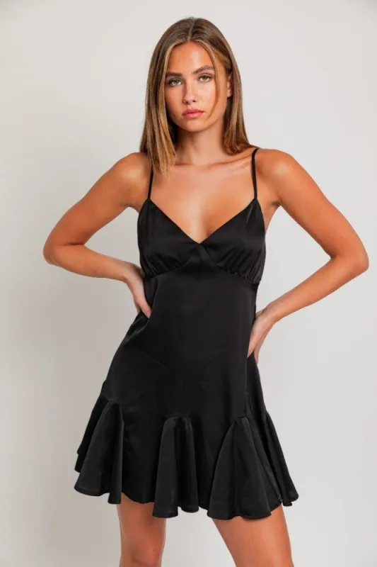 Black Flare Slip Dress sold by Pinkblush