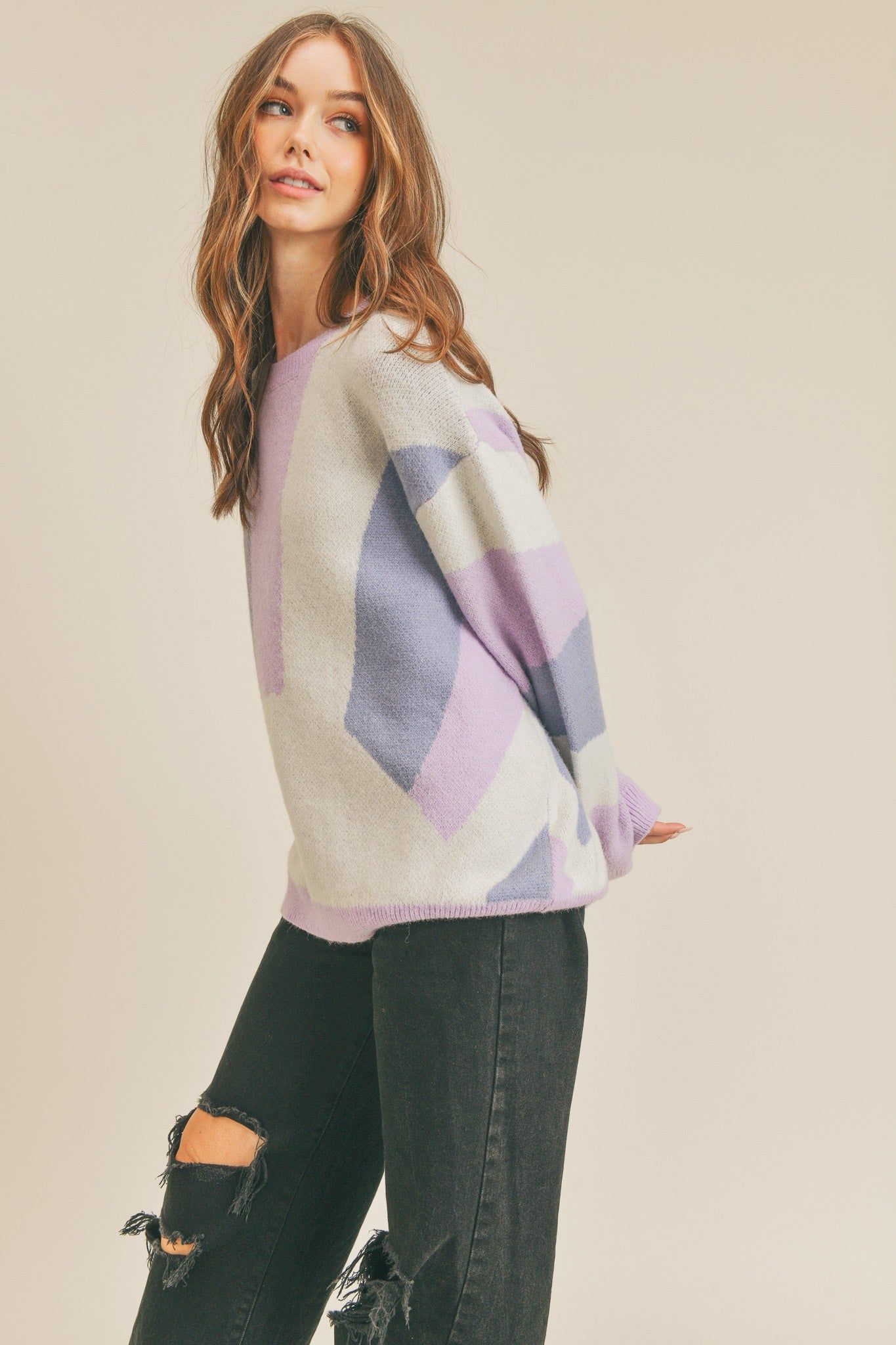 Blue Multi Oversized Pullover Sweater sold by Pinkblush product image thumbnail 2
