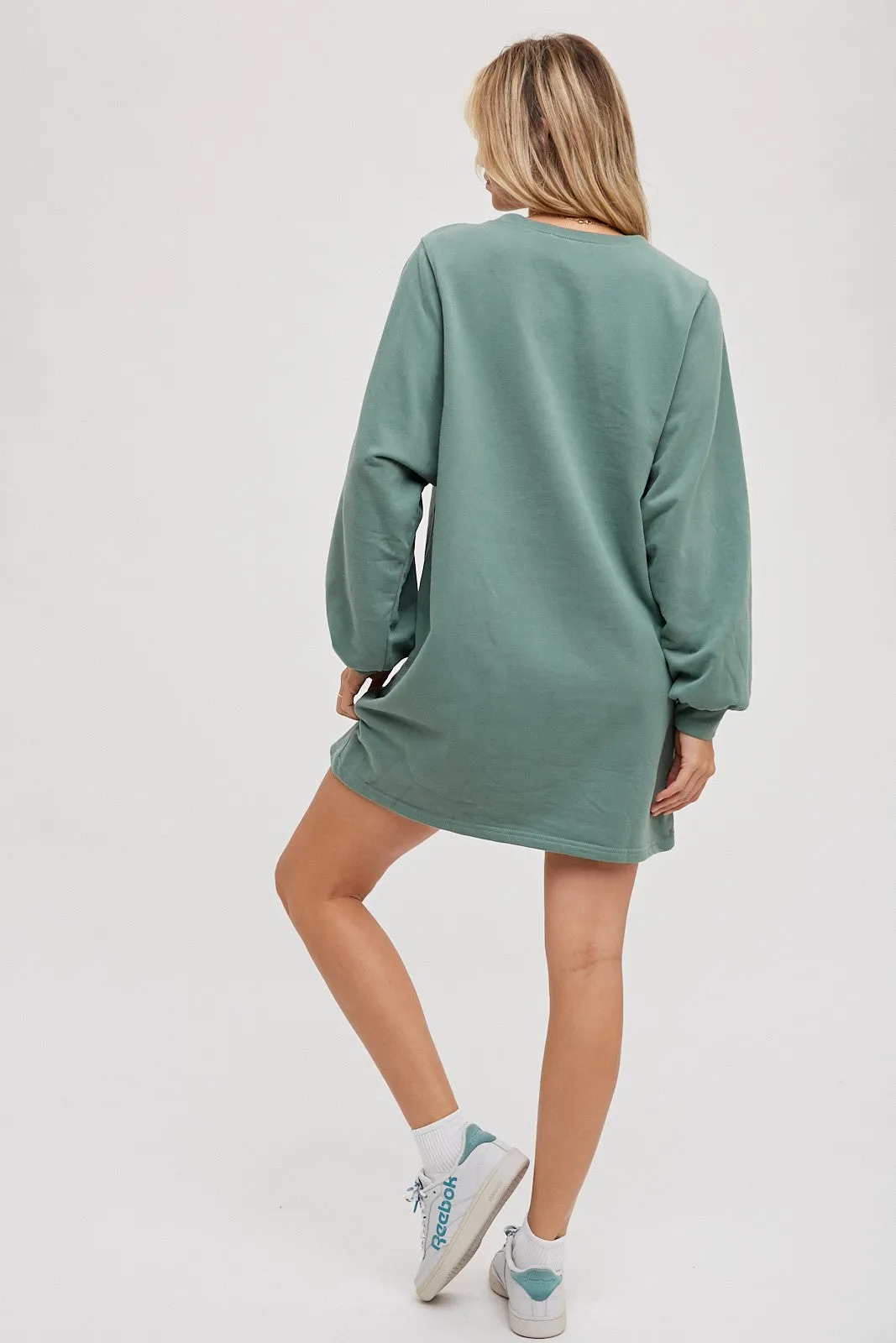 Green Ultra Soft Sweatshirt Dress sold by Pinkblush product image thumbnail 4