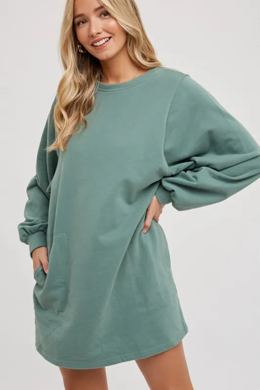 Green Ultra Soft Sweatshirt Dress sold by Pinkblush