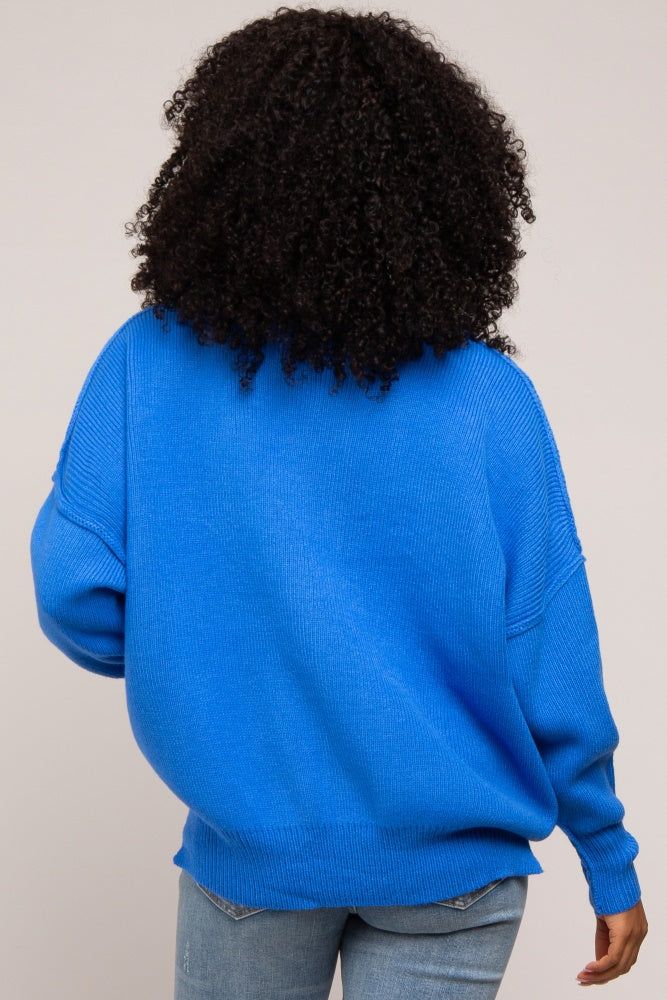 Royal Blue Mock Neck Sweater sold by Pinkblush product image thumbnail 3