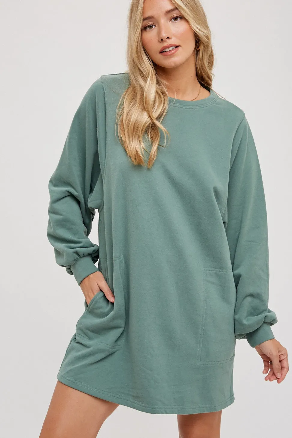 Green Ultra Soft Sweatshirt Dress sold by Pinkblush product image thumbnail 2