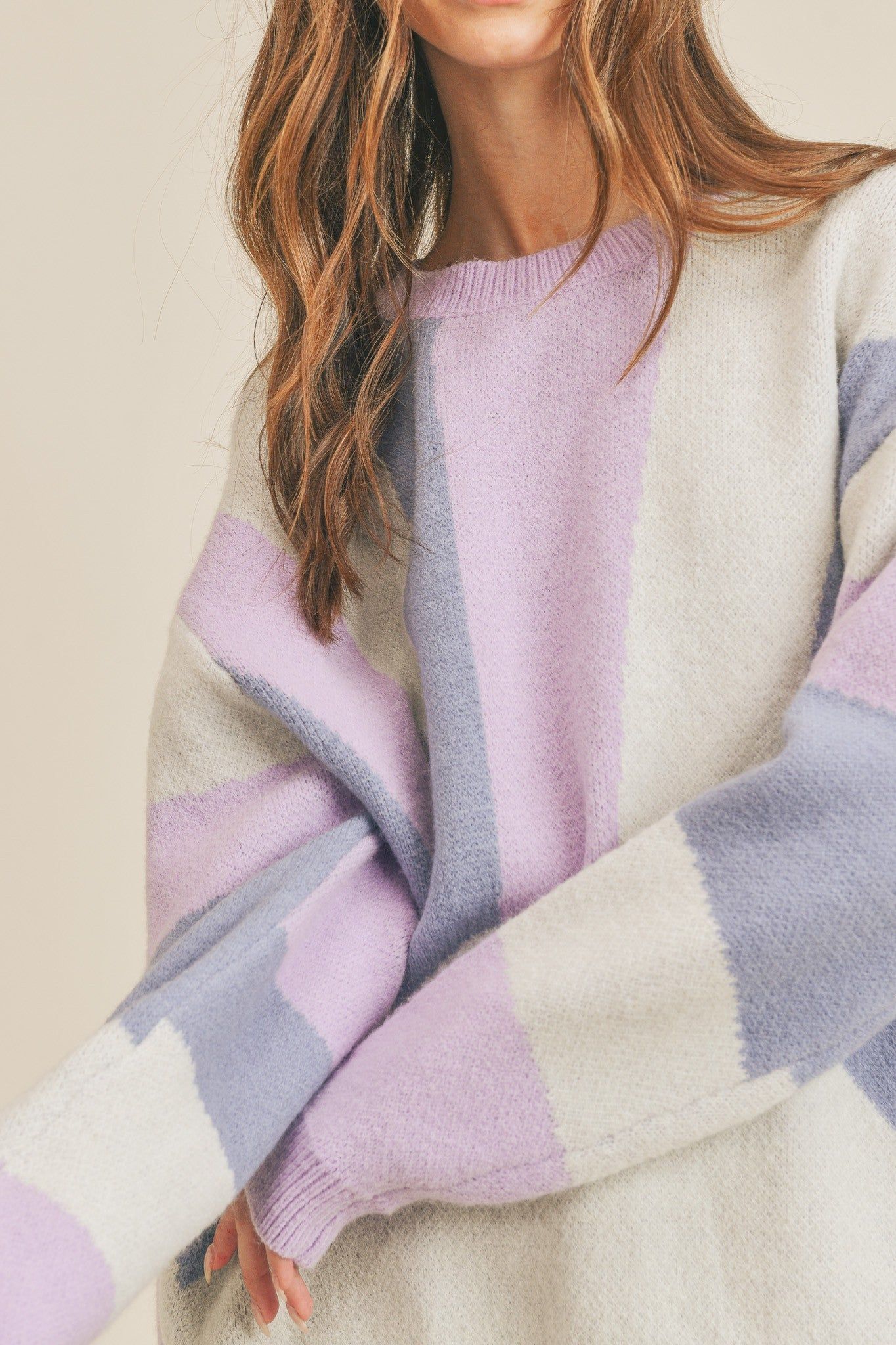 Blue Multi Oversized Pullover Sweater sold by Pinkblush product image thumbnail 4