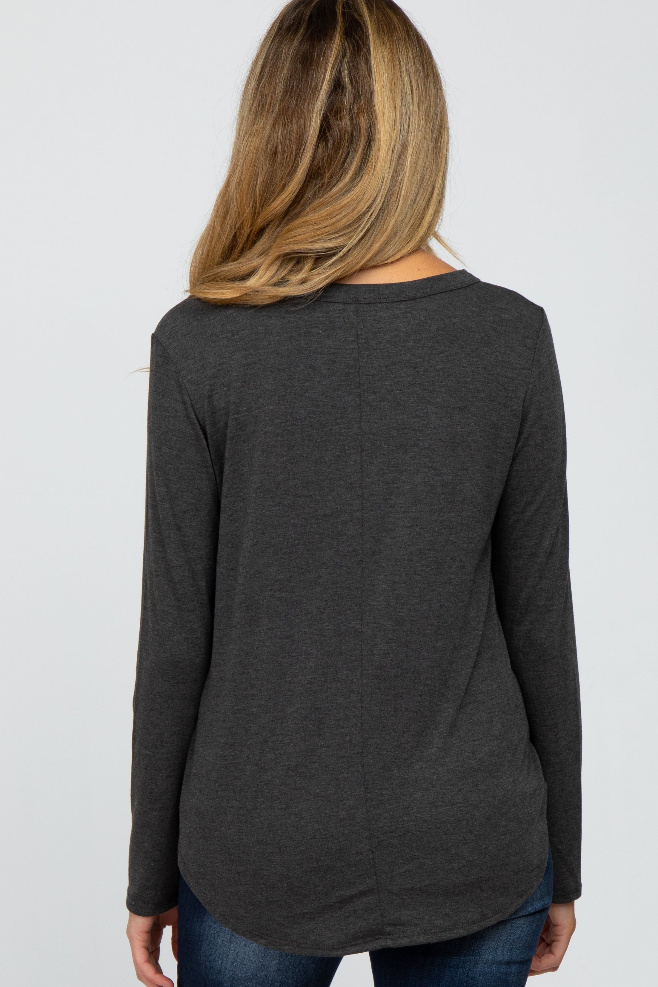 Charcoal Basic Maternity Long Sleeve Top sold by Pinkblush product image thumbnail 3