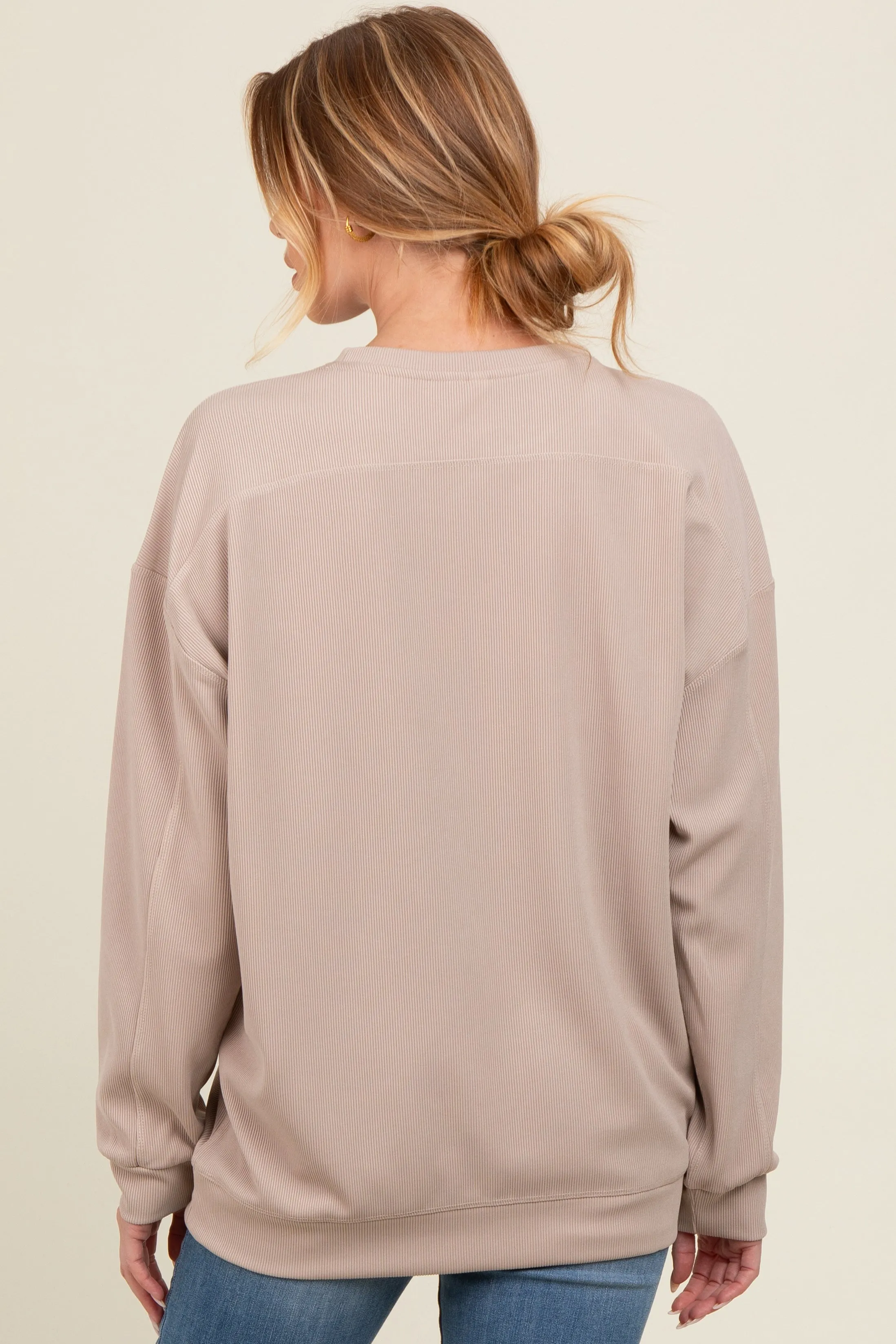 Beige Drop Shoulder Maternity Sweatshirt sold by Pinkblush product image thumbnail 3