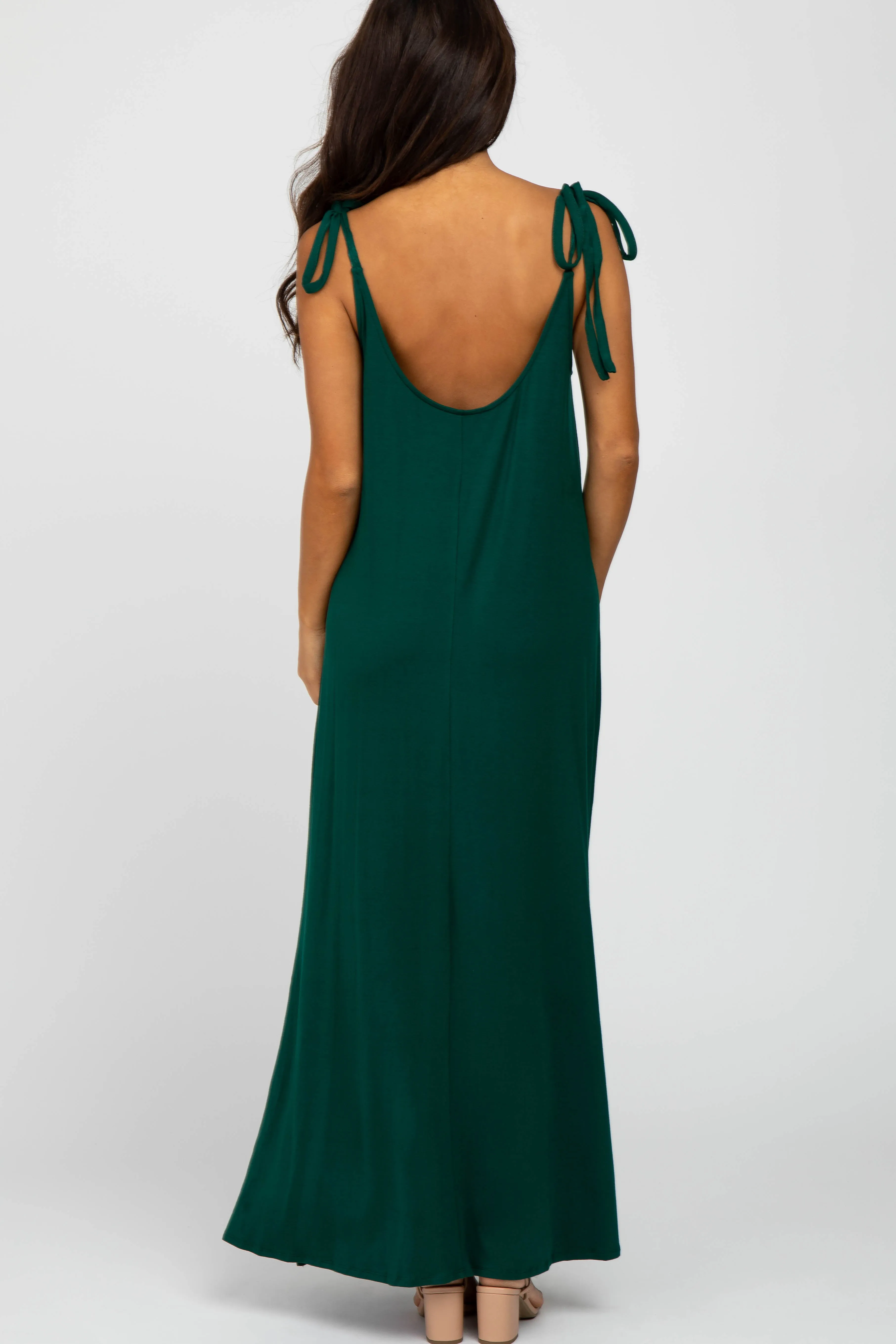 Green Tie Strap Side Slit Maxi Dress sold by Pinkblush product image thumbnail 3