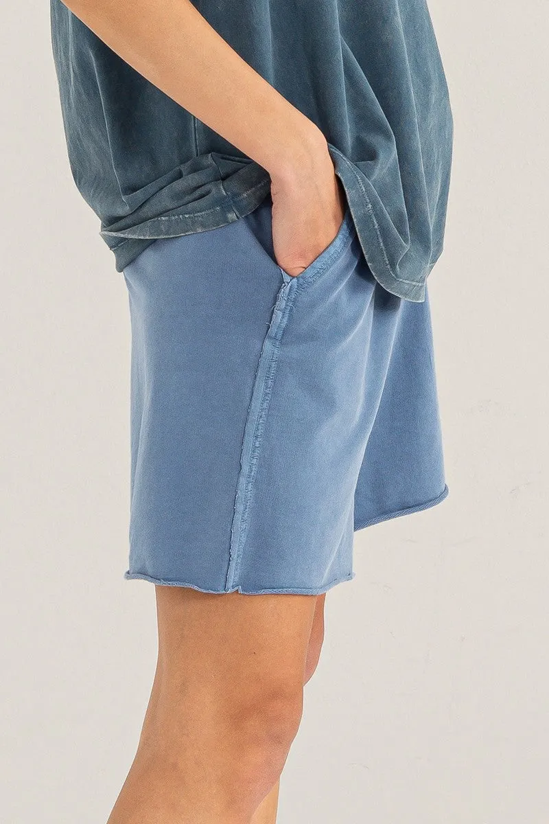 Blue Raw Hem Drawstring Shorts sold by Pinkblush product image thumbnail 3