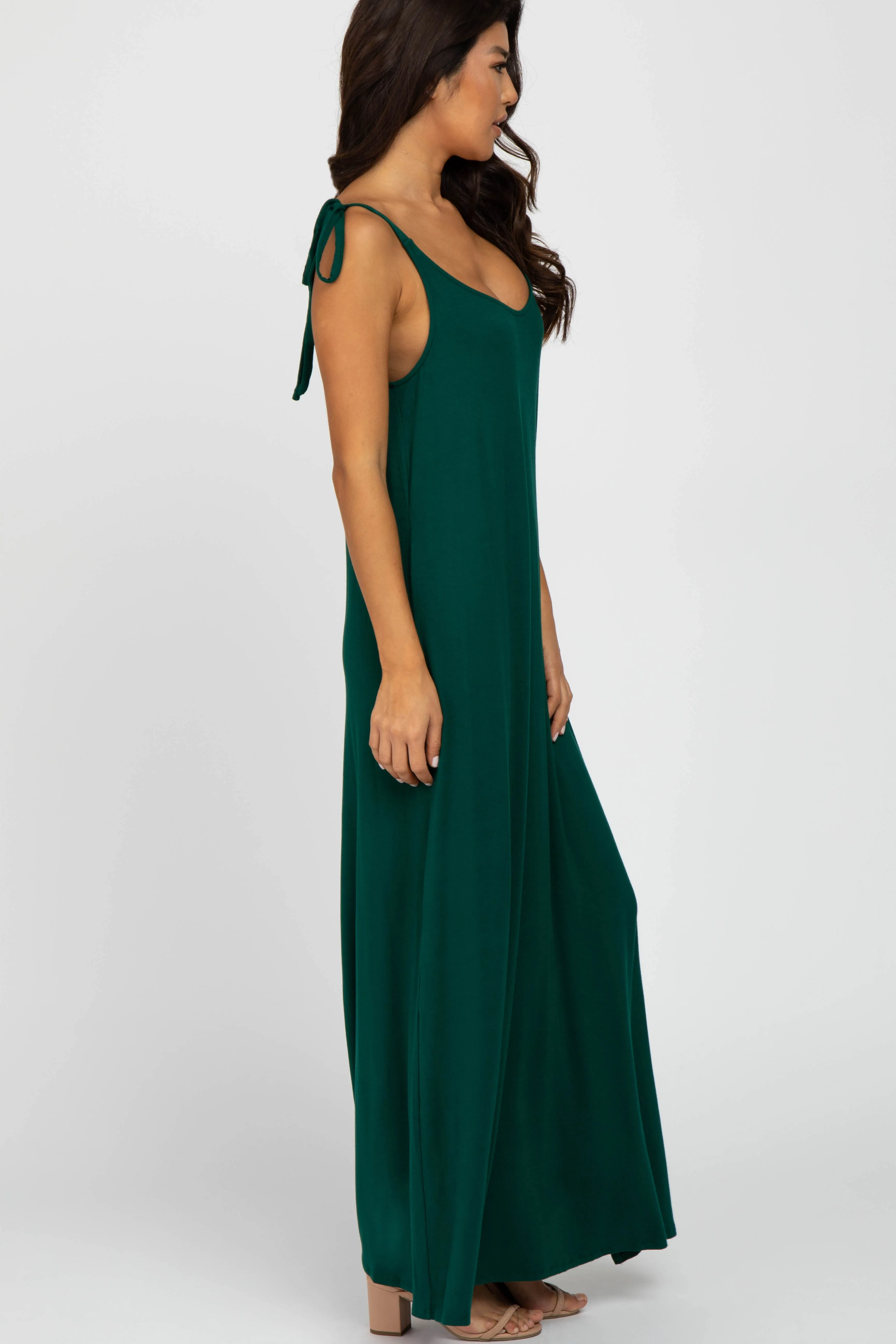 Green Tie Strap Side Slit Maxi Dress sold by Pinkblush product image thumbnail 2