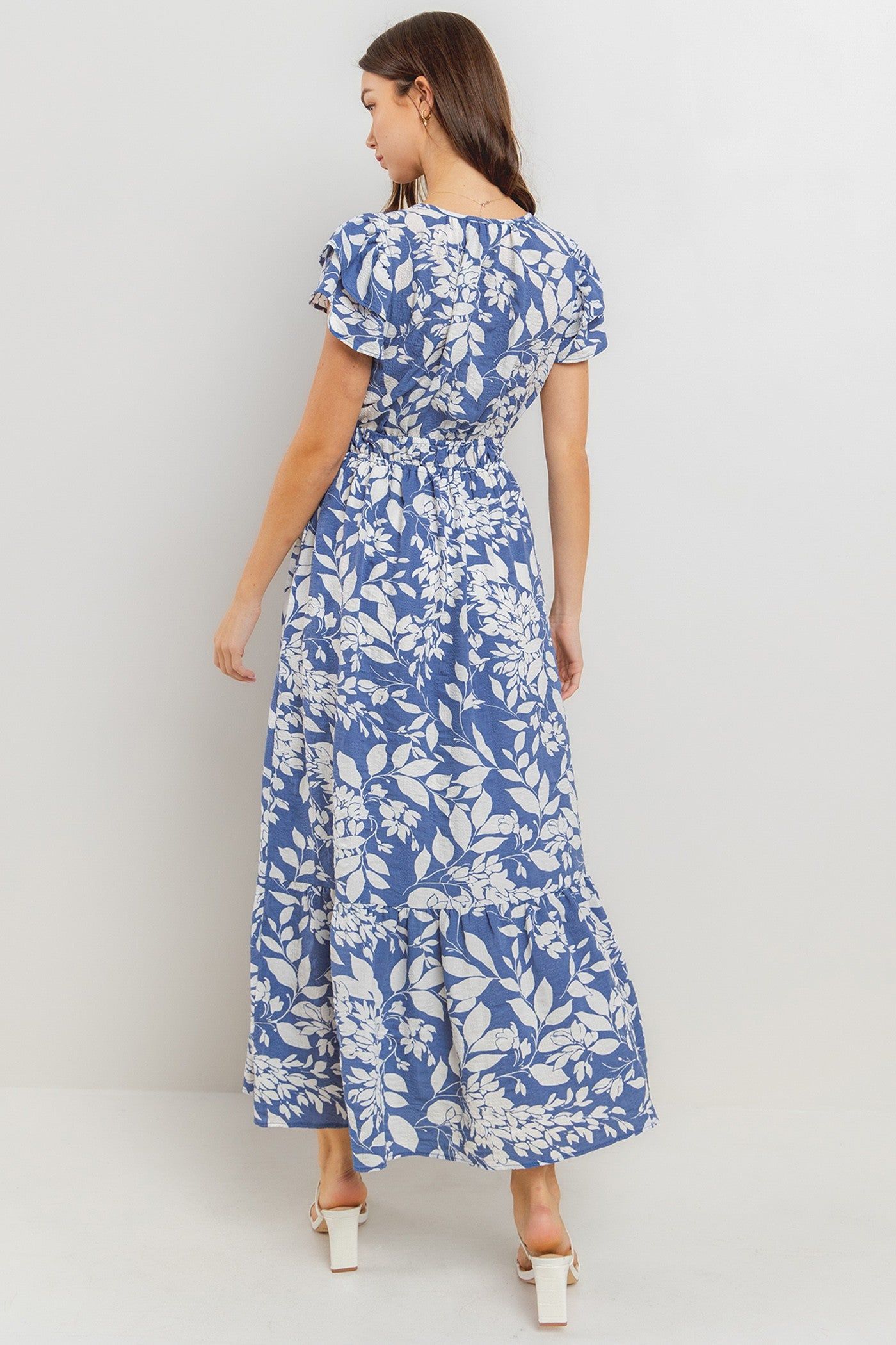 Blue Textured Ruffle Detailed Dress sold by Pinkblush product image thumbnail 4