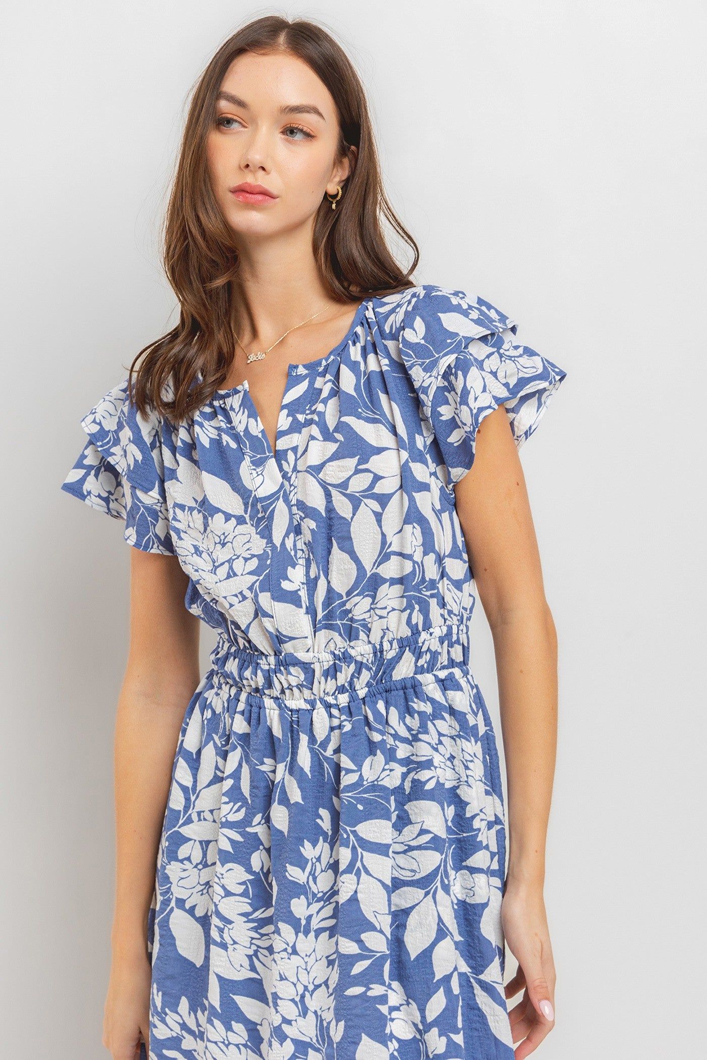 Blue Textured Ruffle Detailed Dress sold by Pinkblush product image thumbnail 5