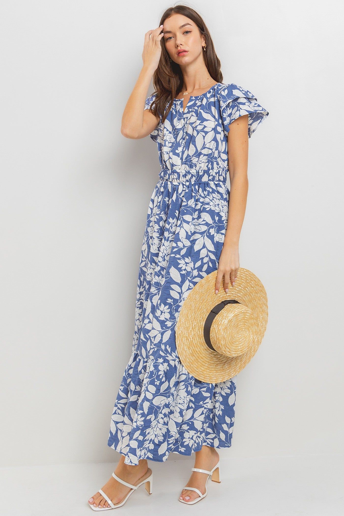 Blue Textured Ruffle Detailed Dress sold by Pinkblush product image thumbnail 2