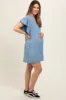 Blue Ruffle Sleeve Maternity Mini Dress sold by Pinkblush
