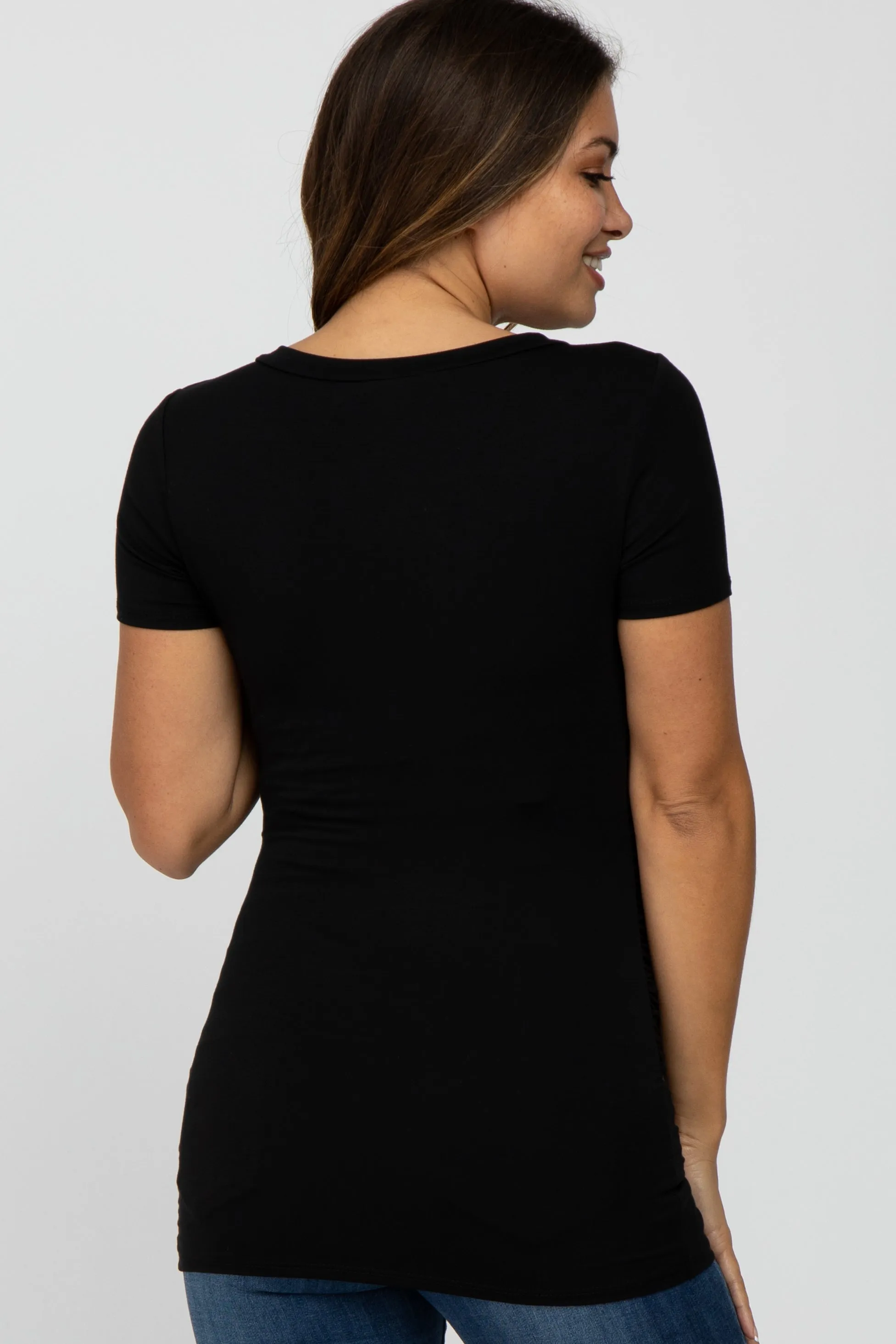 Black V-Neck Ruched Side Maternity Top sold by Pinkblush product image thumbnail 3