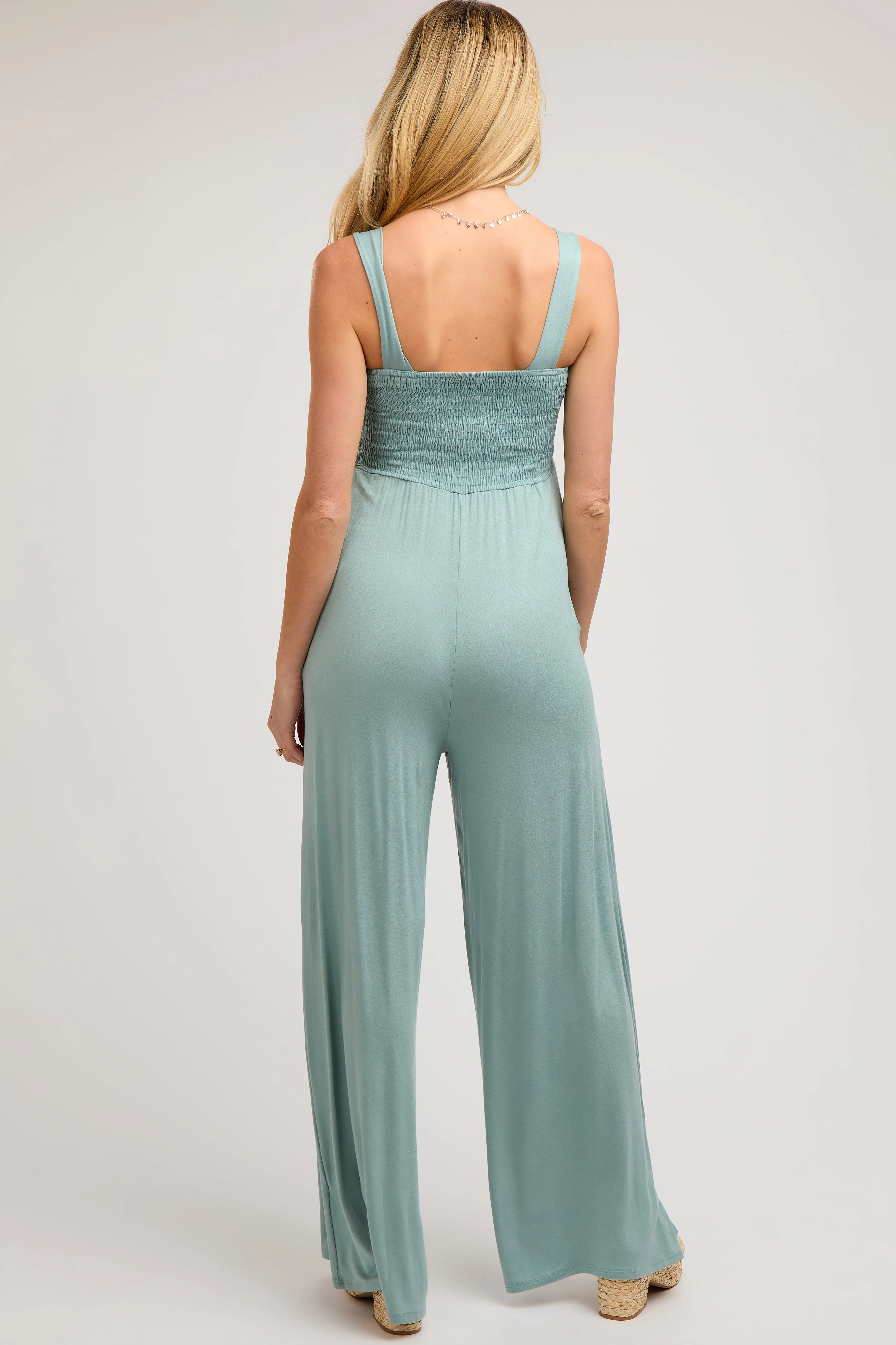 Mint Sleeveless Wide Leg Maternity Jumpsuit sold by Pinkblush product image thumbnail 3
