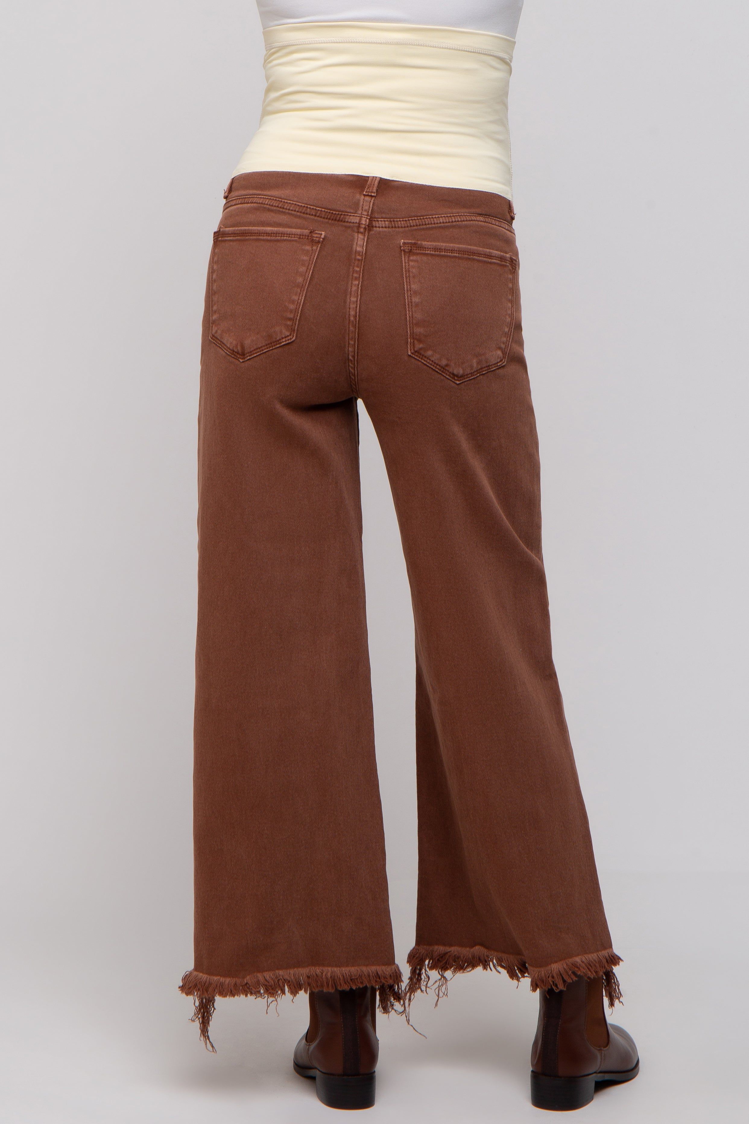 Brown Cropped Wide Leg Maternity Pants sold by Pinkblush product image thumbnail 5