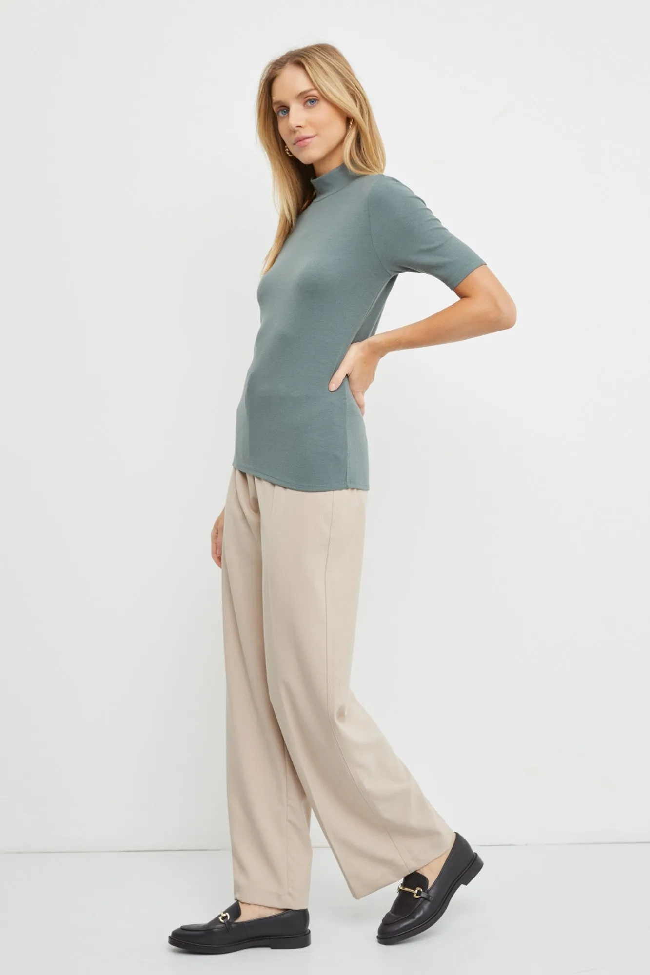Olive Short Sleeve Turtleneck Top sold by Pinkblush product image thumbnail 3