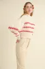 Cream Red Color Popped Sweater Top sold by Pinkblush
