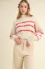Cream Red Color Popped Sweater Top sold by Pinkblush