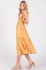 Yellow Smocked Tie Strap Tiered Midi Dress sold by Pinkblush