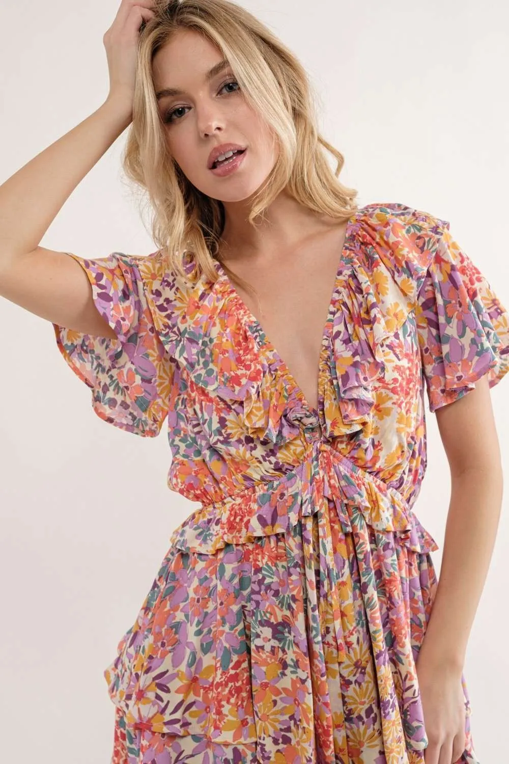 Pink Floral Ruffle Romper sold by Pinkblush product image thumbnail 5