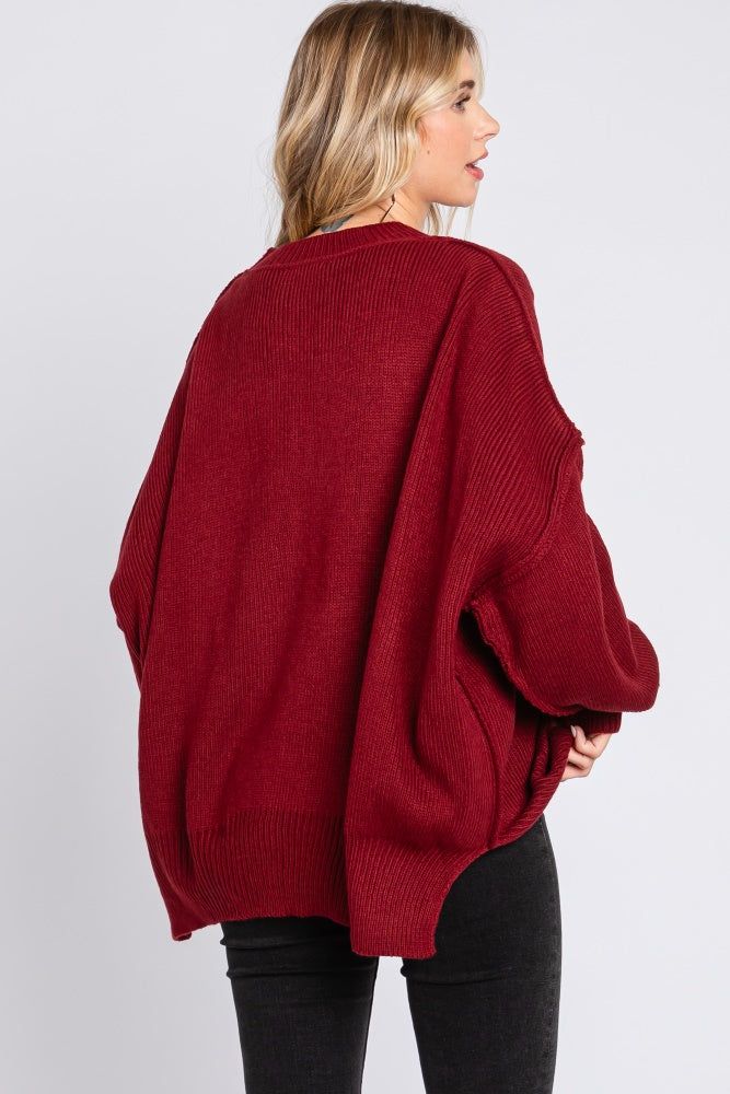 Burgundy Long Sleeve Sweater sold by Pinkblush product image thumbnail 3
