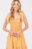 Yellow Smocked Tie Strap Tiered Midi Dress sold by Pinkblush