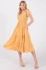 Yellow Smocked Tie Strap Tiered Midi Dress sold by Pinkblush