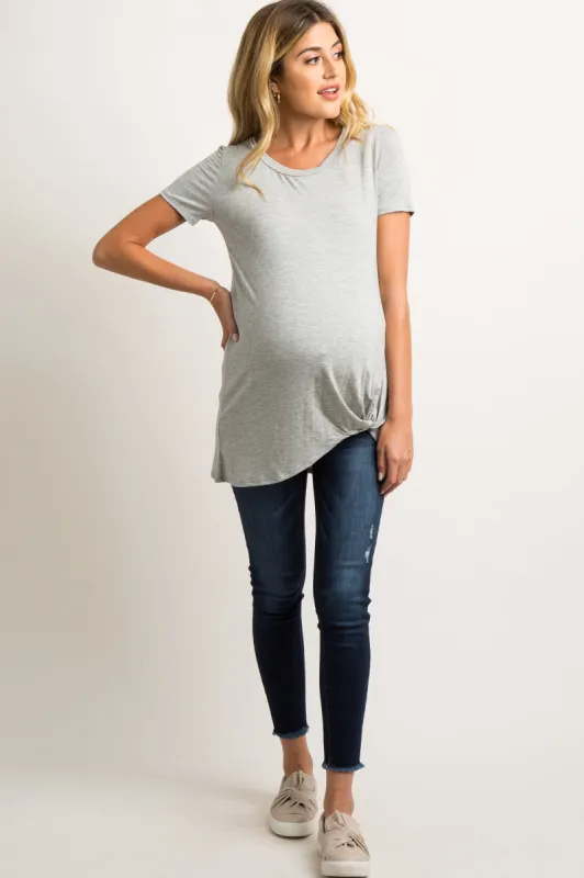 PinkBlush Blue Dark Wash Slightly Distressed Skinny Jeans sold by Pinkblush