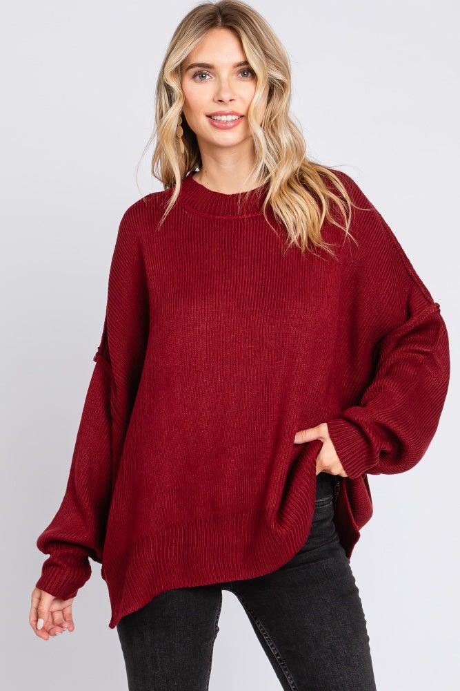 Burgundy Long Sleeve Sweater sold by Pinkblush