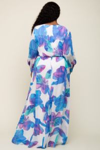 Blue Floral Chiffon Plus Maxi Dress sold by Pinkblush