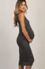 PinkBlush Charcoal Sleeveless Ribbed Maternity Dress sold by Pinkblush