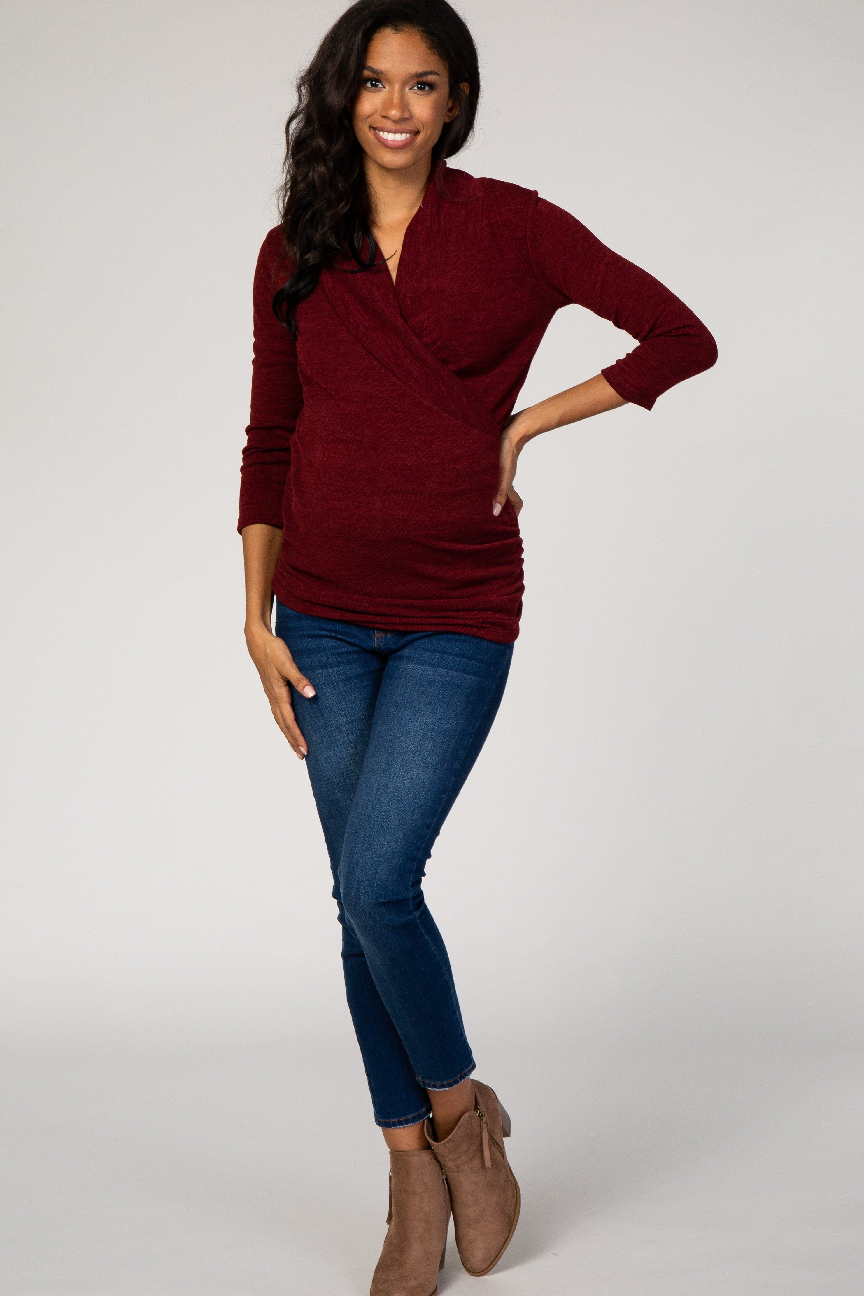 Burgundy Knit Maternity/Nursing Top sold by Pinkblush product image thumbnail 5