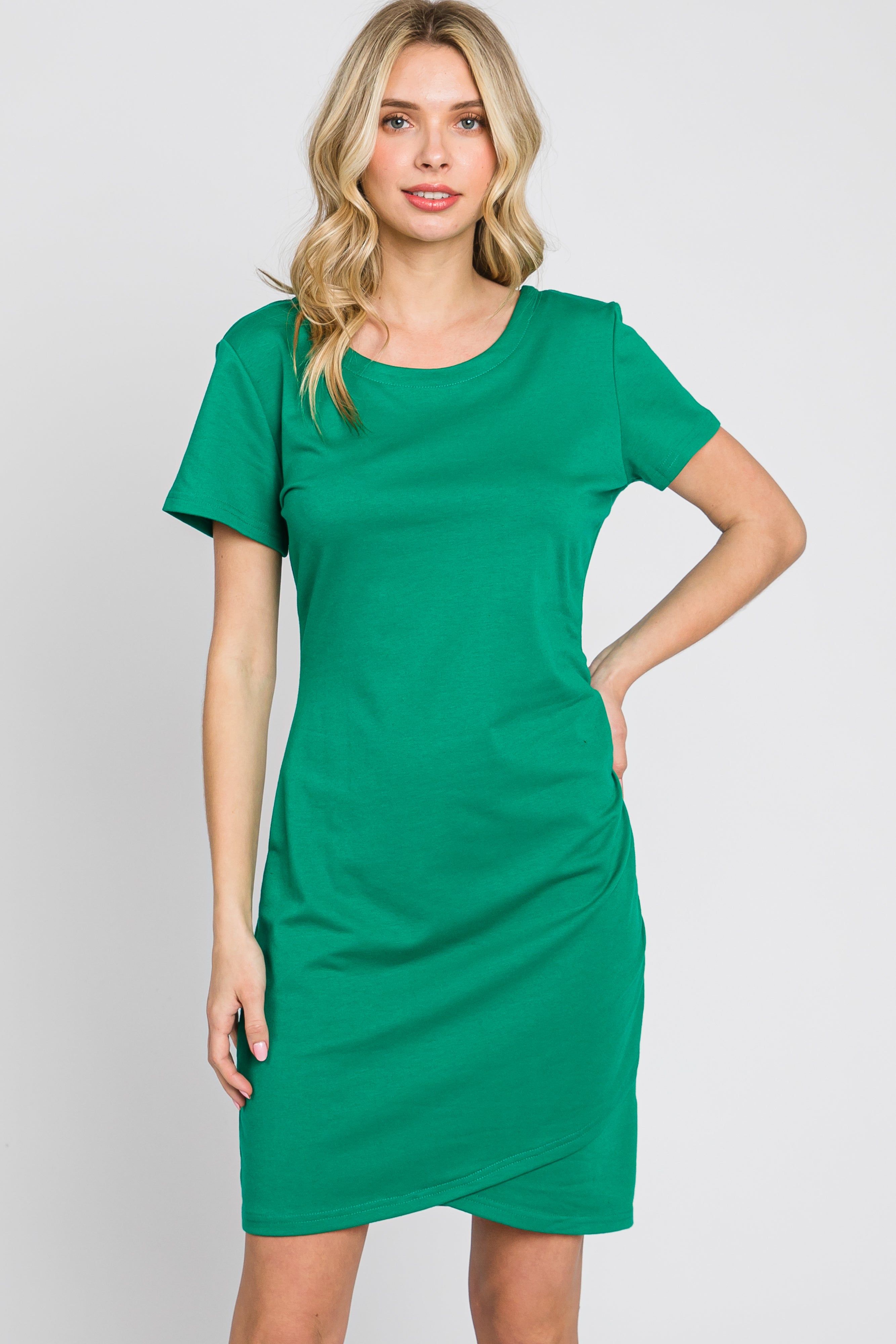 Green Short Sleeve Ruched Maternity Dress sold by Pinkblush product image thumbnail 5