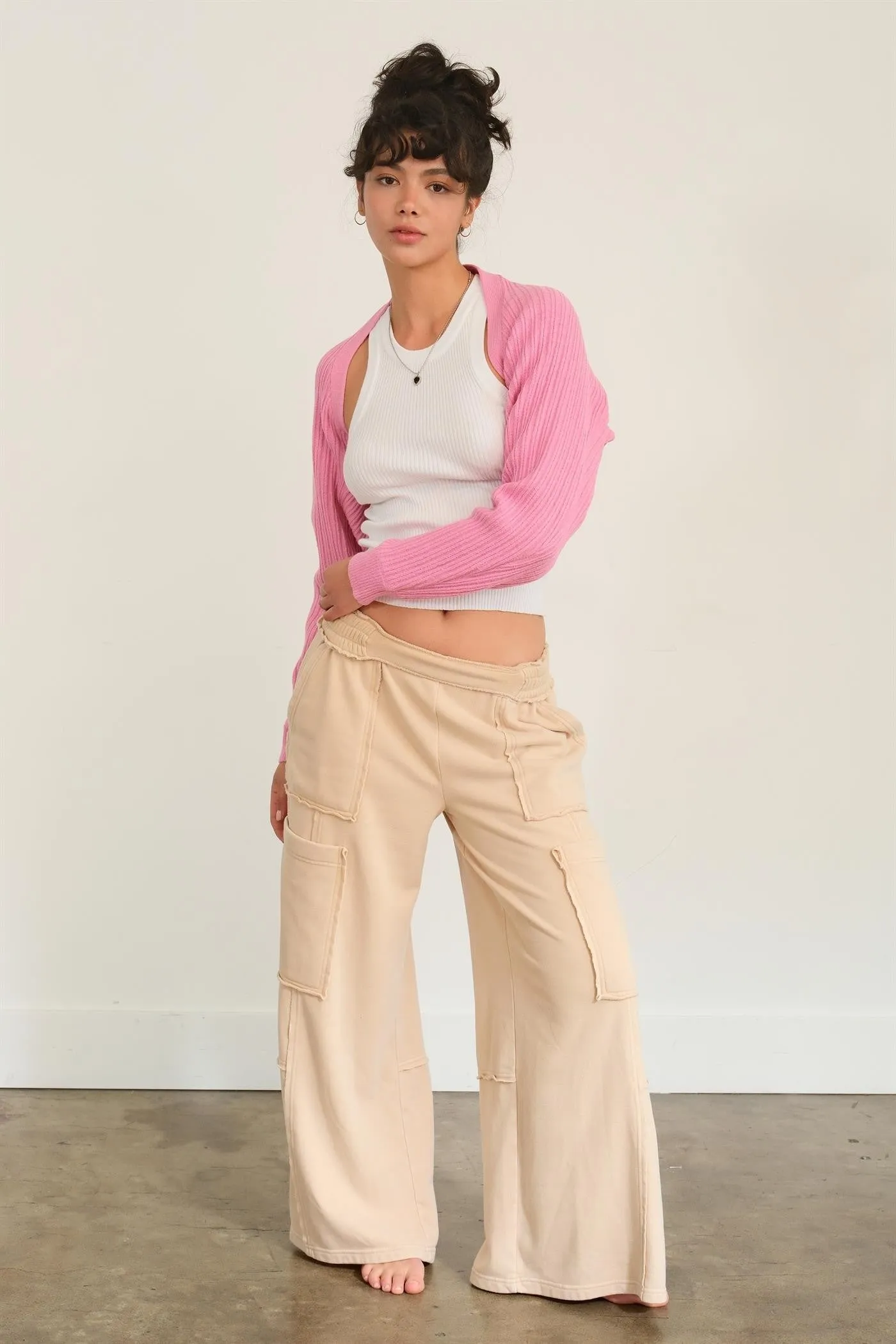 Rose Pink Ribbed Knit Bolero Cardigan sold by Pinkblush product image thumbnail 4