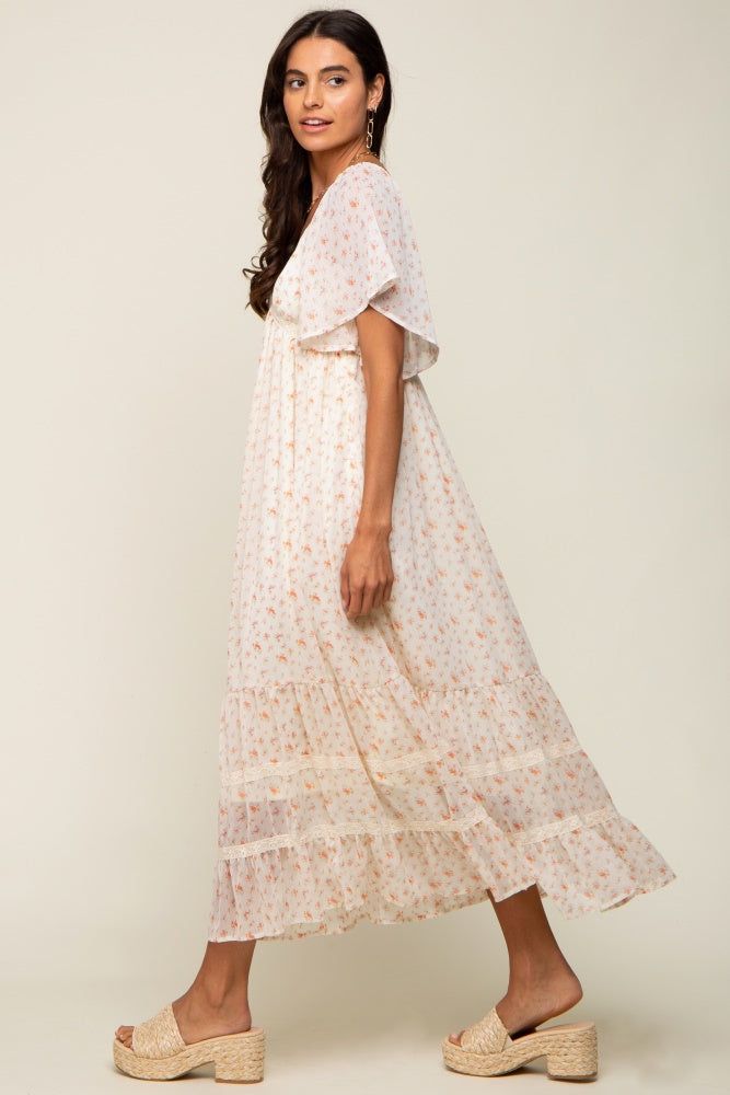 Cream Floral Crochet Trim Midi Dress sold by Pinkblush product image thumbnail 5