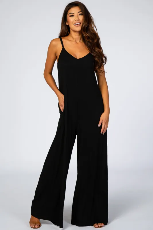 Black Cross Back Wide Leg Jumpsuit sold by Pinkblush
